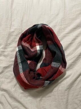 3/$10 Red and Black Plaid Infinity Scarf